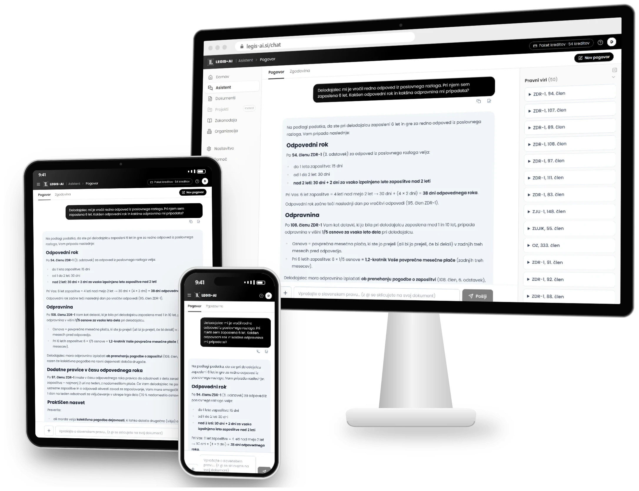 Asistent legis-ai na monitorju, tablici in telefonu